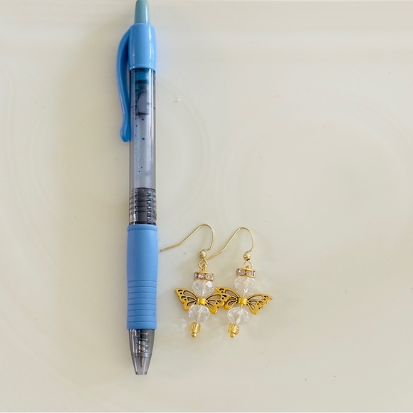 Elegant Gold Butterfly Earrings - Picture 2 of 5